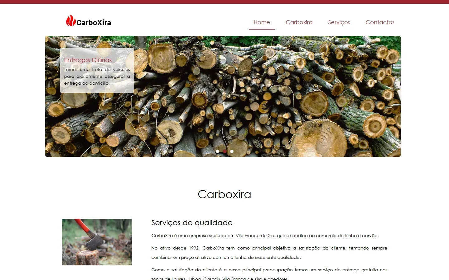 Página inicial do site CarboXira